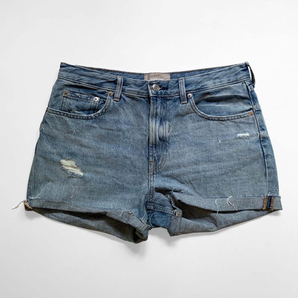 Everlane the Denim Short High Rise Light Distress Sz 29